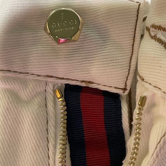 Gucci crop pants cream with tan stitch - Picture 8 of 10